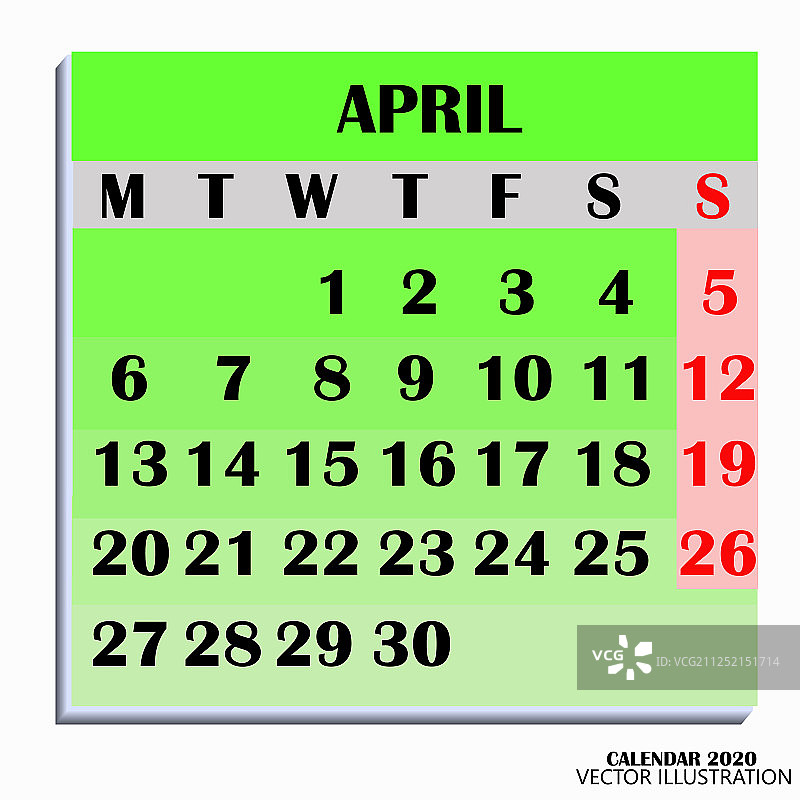 日历设计月2020年4月图片素材