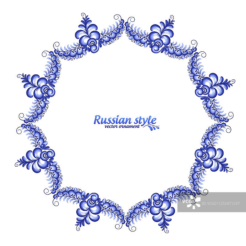 蓝色花卉框架在俄罗斯传统图片素材