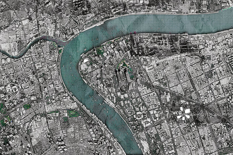 中国上海市浦东新区航拍地图特效图片素材