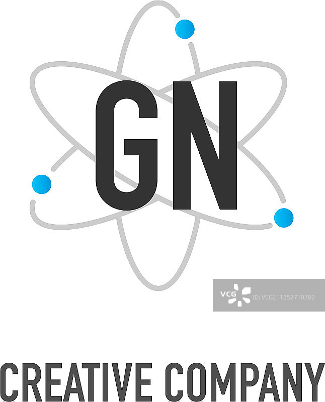 原子中子设计标志的首字母gn图片素材