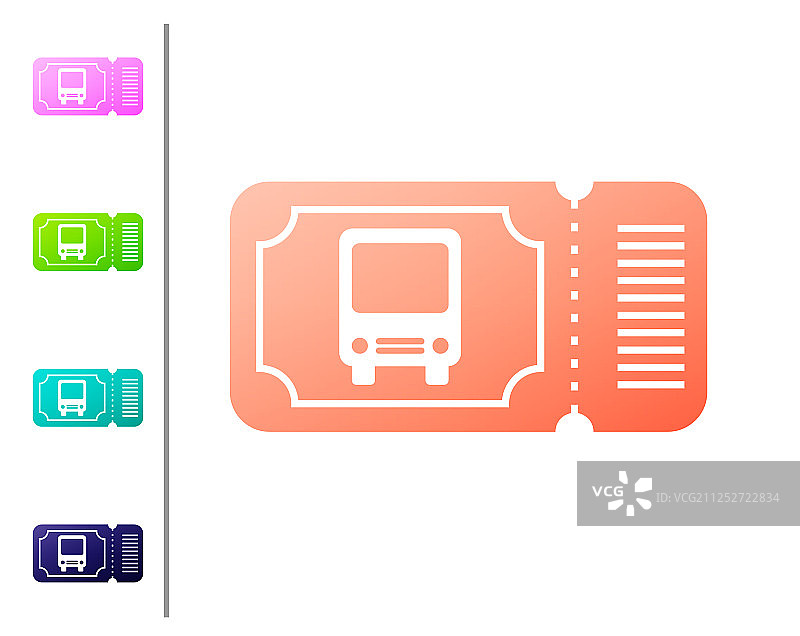 珊瑚巴士票图标孤立的白色背景图片素材