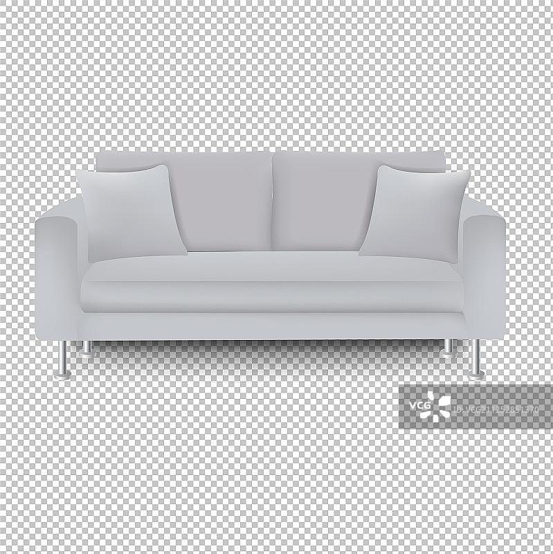 灰色沙发床与孤立的透明背景图片素材