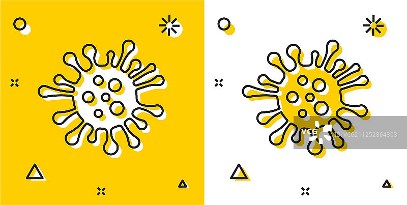 黄色和白色上分离出黑色细菌图片素材