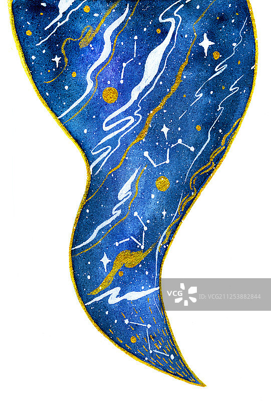 水彩手绘幻想风格宇宙星球浪漫插画图片素材