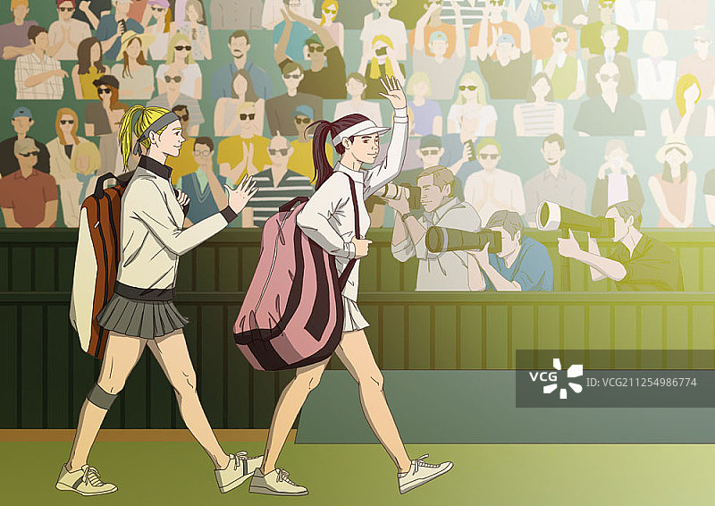 卡通风格的网球运动员插图图片素材