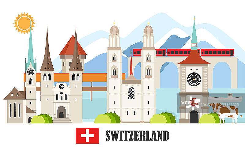 瑞士旅游地标背景图片素材