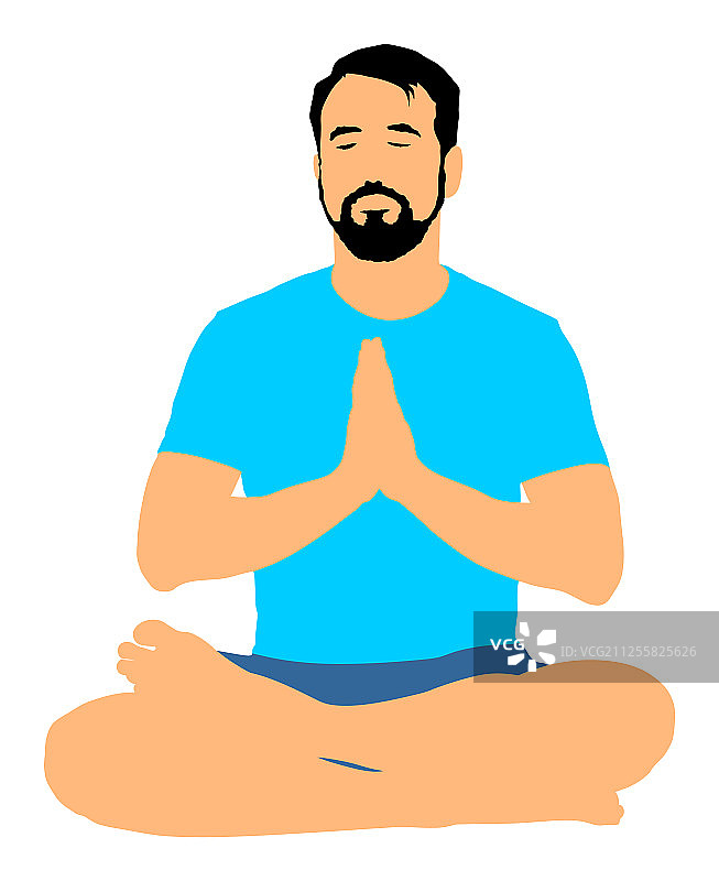 运动人士练习瑜伽姿势祈祷孤立图片素材