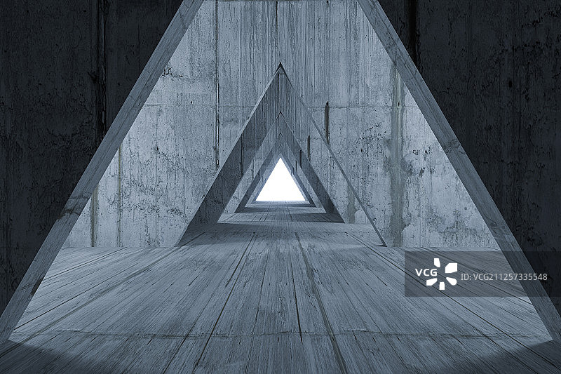 黑暗房间内的隧道门 三维渲染图片素材