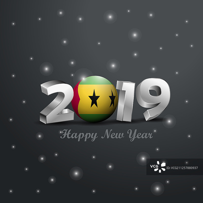 2019年圣多美和普林西比国旗新年快乐图片素材