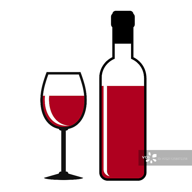 白色高汤上的红酒酒瓶和酒杯图片素材