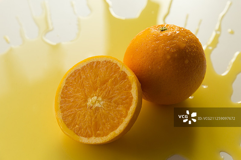 水果橙子、和果汁静物图片素材