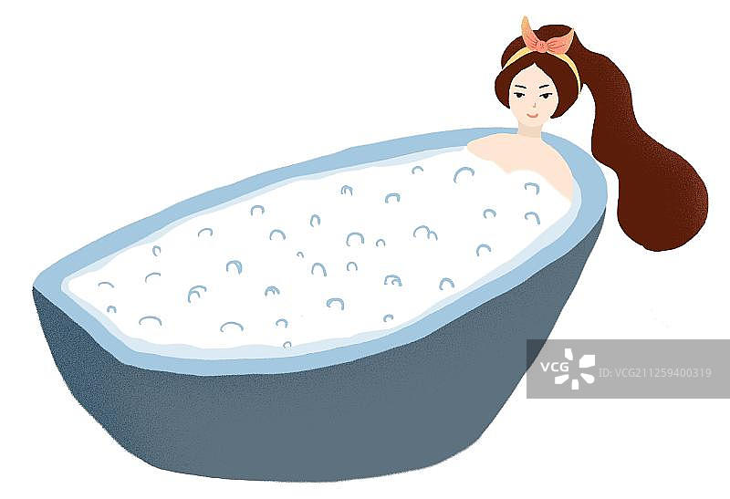 浴缸里泡澡的女人图片素材