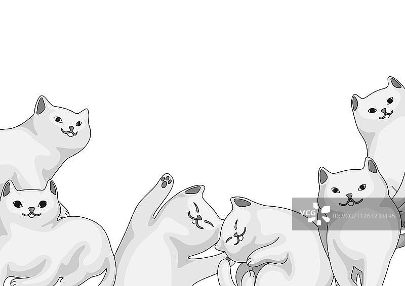 背景与卡通白猫。可爱的宠物程式化的插图…背景与卡通白猫。图片素材