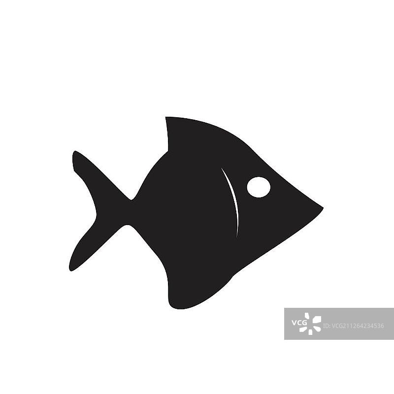 黑色的鱼图标上的白色背景图片素材