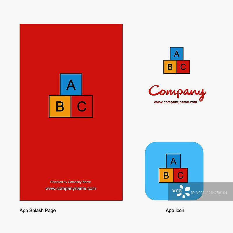 字母块公司标志应用程序图标和Splash页面设计。创意商业应用设计元素图片素材