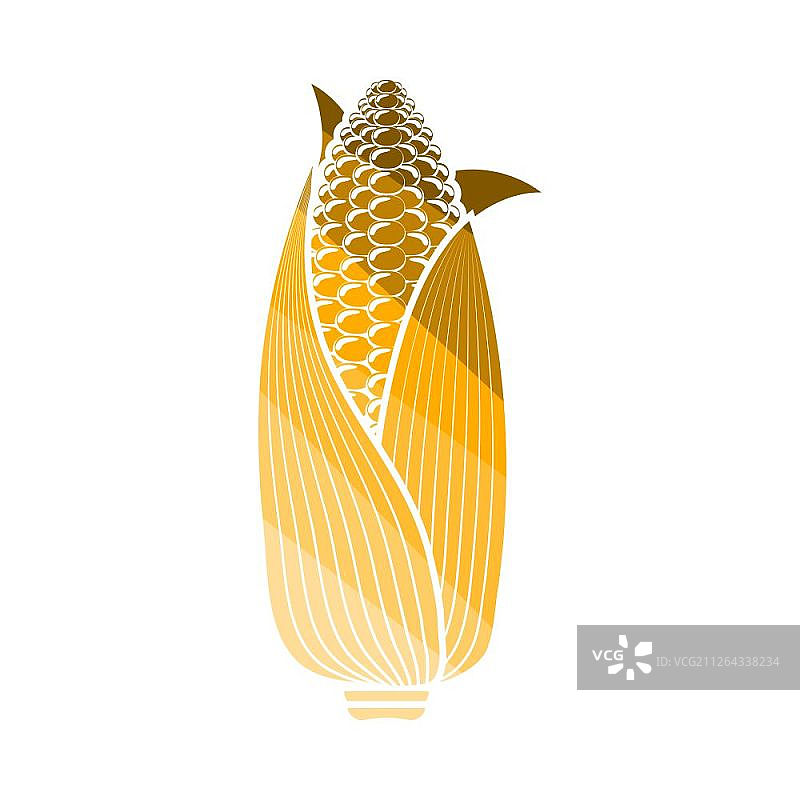 玉米图标。平色阶梯设计。矢量插图。图片素材