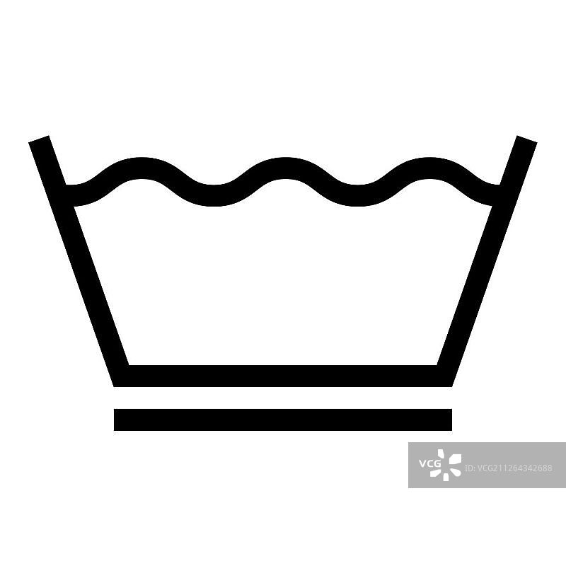 精致洗涤衣物护理符号洗涤概念洗涤标志图标黑色矢量插图平面风格简单形象图片素材