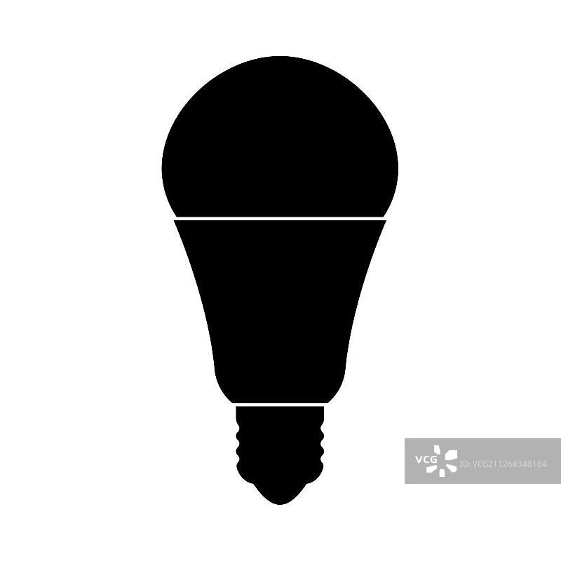 LED灯泡黑色图标。图片素材