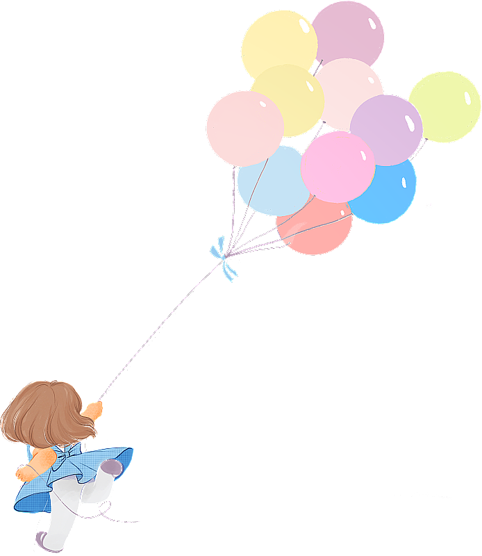 儿童拉着气球奔跑图片素材