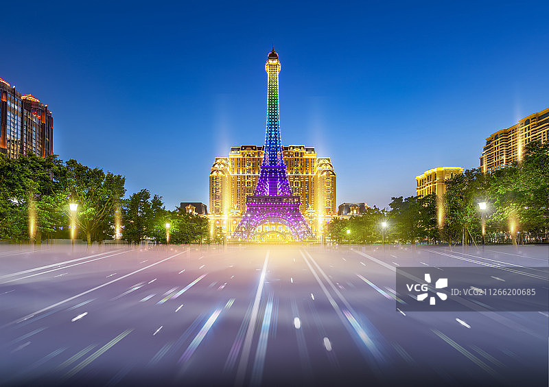光线智能未来科技感商务房地产广告澳门巴黎铁塔城市建筑都市风光图片素材
