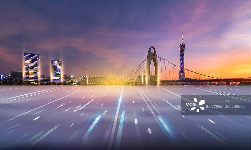 光线智能未来科技感商务房地产广告广州塔猎德桥城市建筑都市风光图片素材