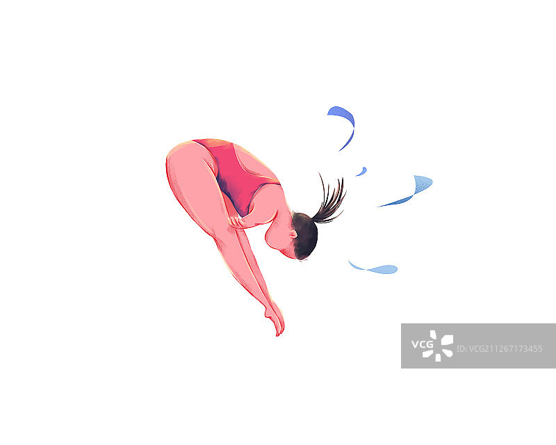 插画运动抽象几何跳水人物元素图片素材