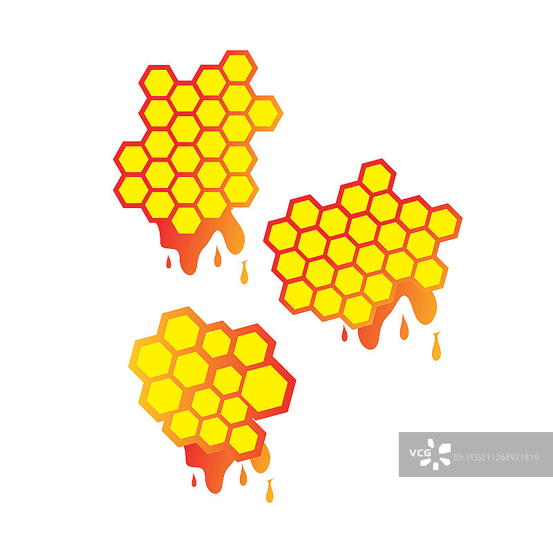 设置蜂蜜滴和蜂巢标志设计图片素材