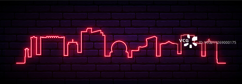 红色的霓虹天际线里诺市，明亮的里诺市图片素材