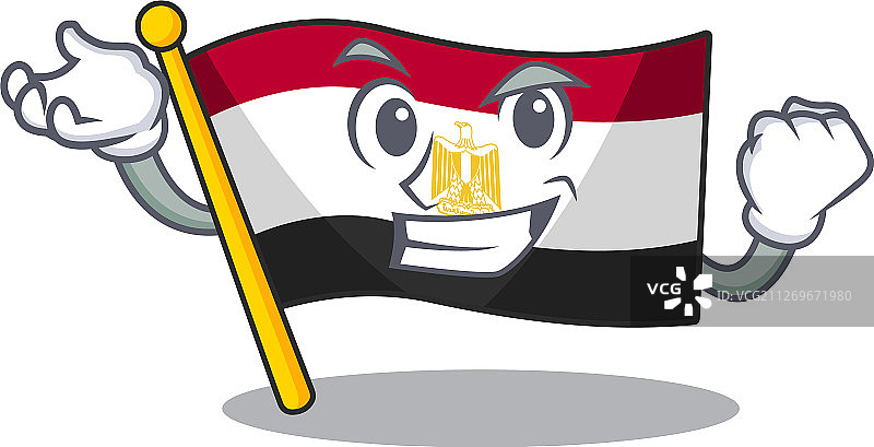成功的埃及国旗飘扬在卡通杆子上图片素材