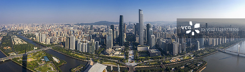 广州市 珠江新城 现代建筑群 航拍 全景图片素材