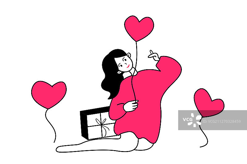 情人节创意情侣插画图片素材