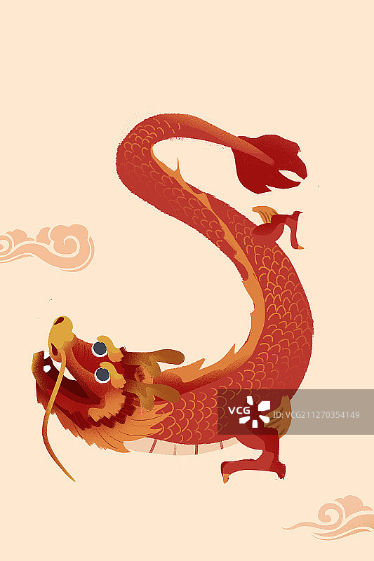 卡通手绘中国龙插画图片素材