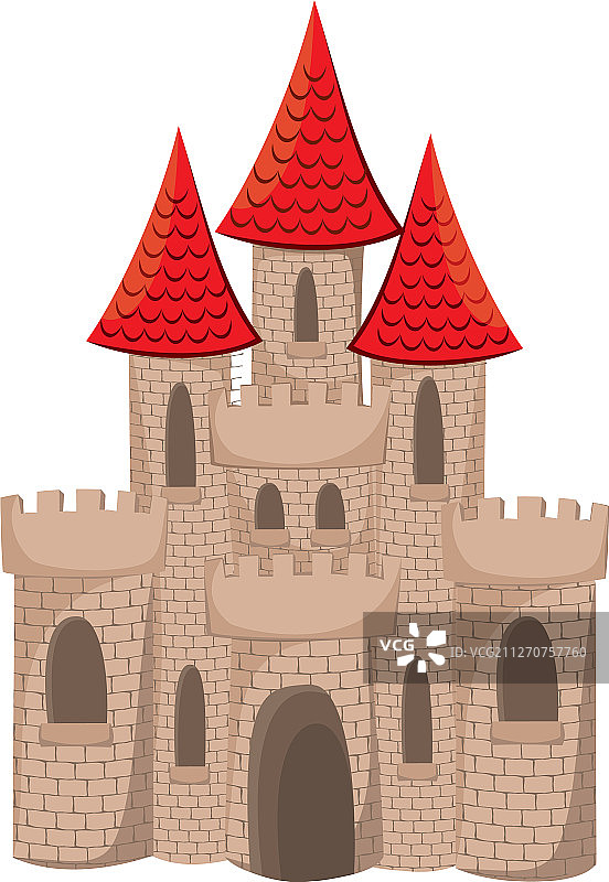 卡通中世纪城堡孤立在白色图片素材
