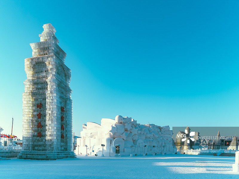 中国黑龙江哈尔滨冰雪大世界冰雕图片素材