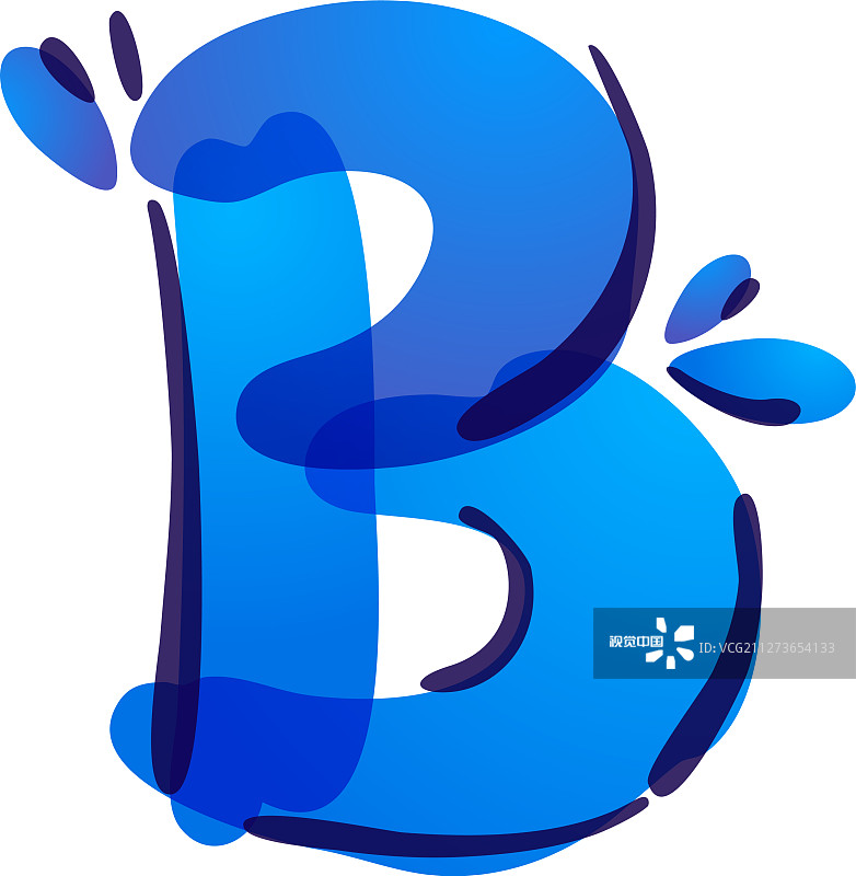 B字生态标志带有蓝色水滴图片素材