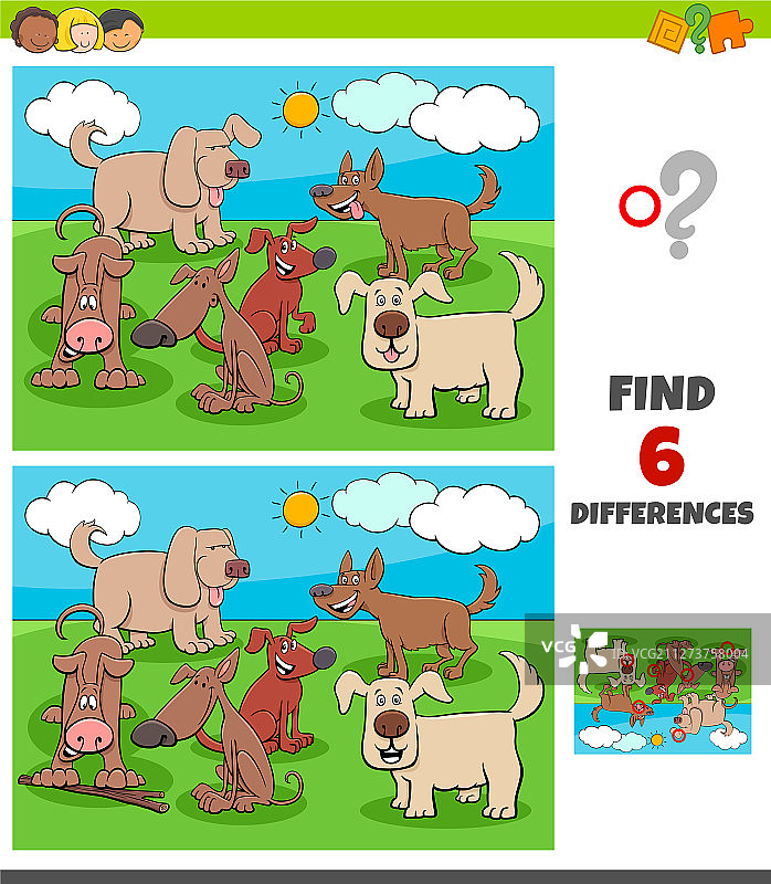 不同的游戏与快乐的狗动物角色图片素材