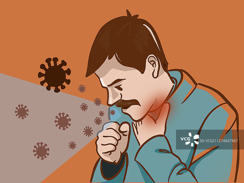 咽喉红肿咳嗽传播病菌的男人图片素材