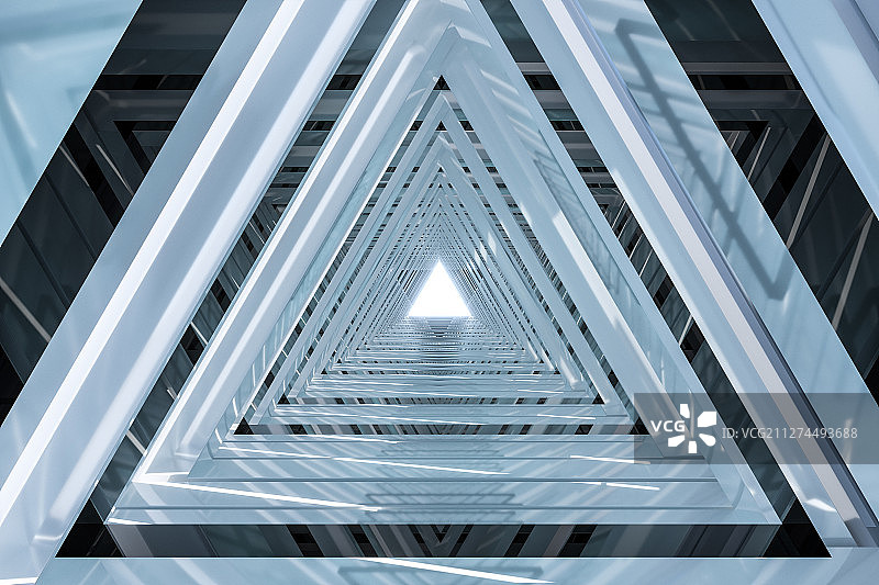 三角形科技感隧道 三维渲染图片素材