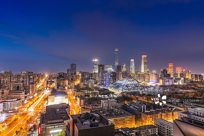 北京CBD商务区夜景图片素材