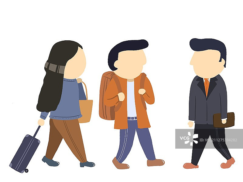 插画：扁平化背包旅游商务人物图片素材