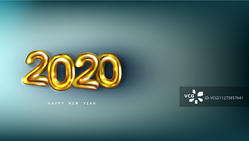 3d 2020年新年黄金数字海报图片素材