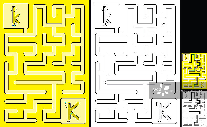 简单的字母迷宫-字母k图片素材