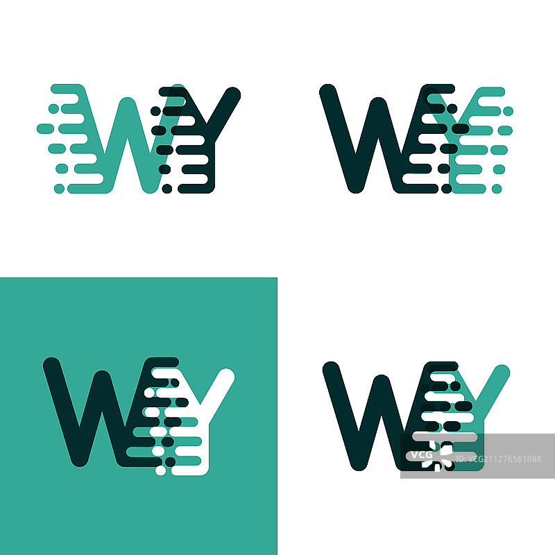 Wy字母标志与口音速度绿色和黑暗图片素材