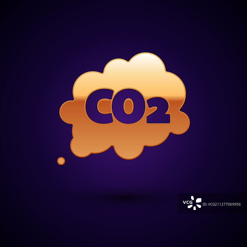 金的二氧化碳排放量在云图标孤立在黑暗图片素材