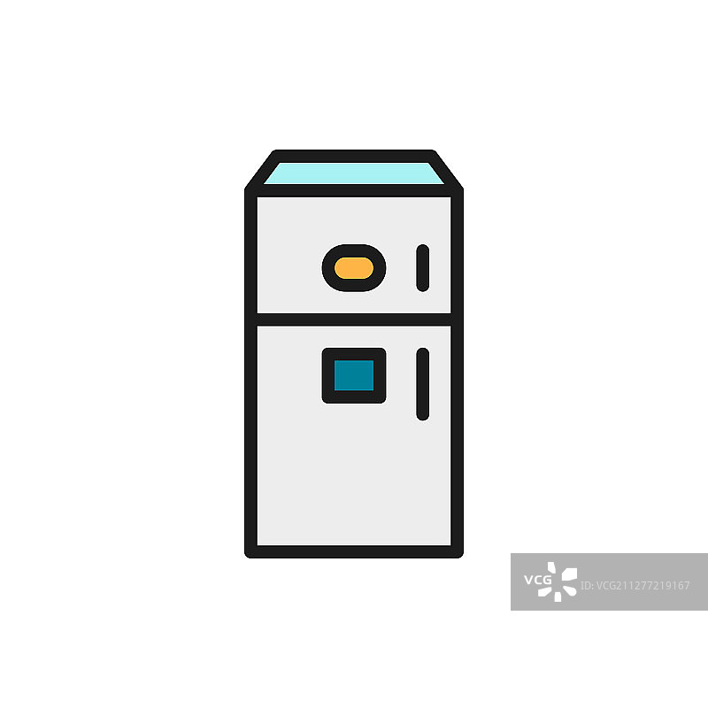 冰箱用制冰机平色线图标图片素材