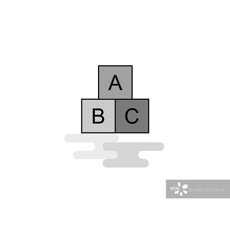 字母阻塞Web图标。平坦线填充灰色图标向量图片素材