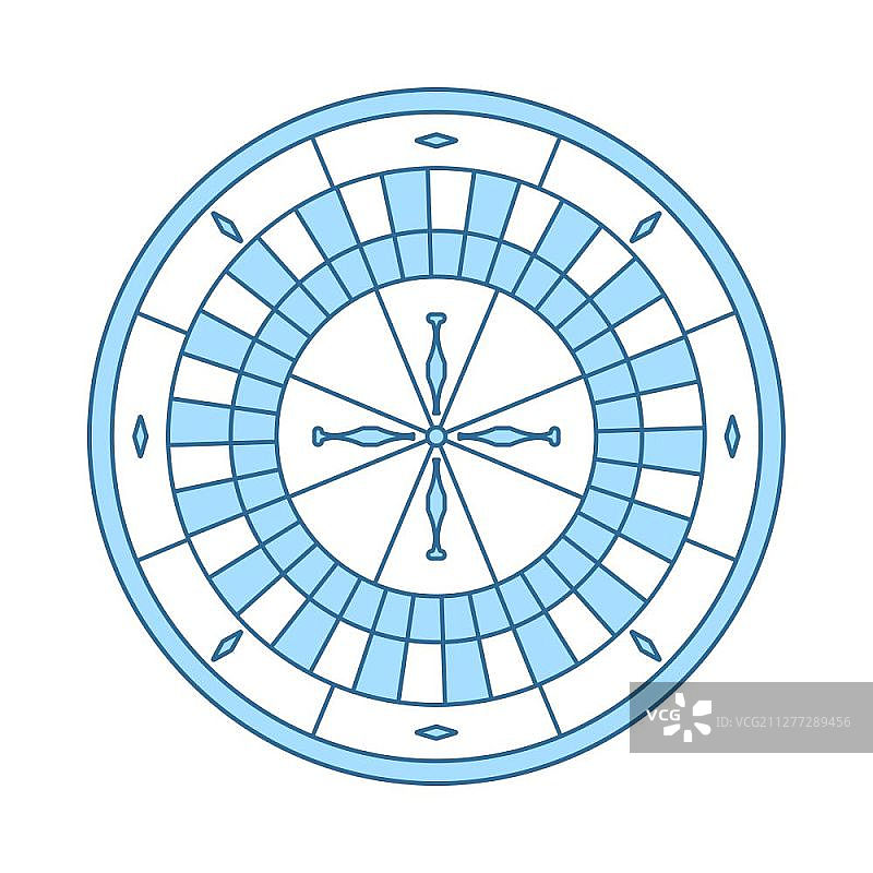 轮盘赌图标。细线与蓝色填充设计。矢量插图。图片素材