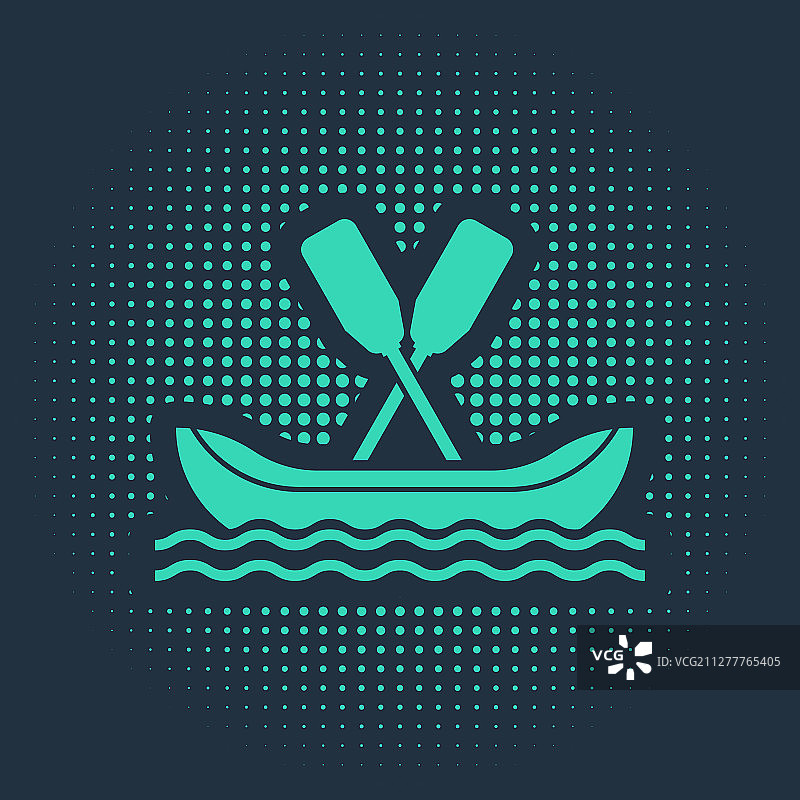 绿色漂流船图标孤立在蓝色图片素材