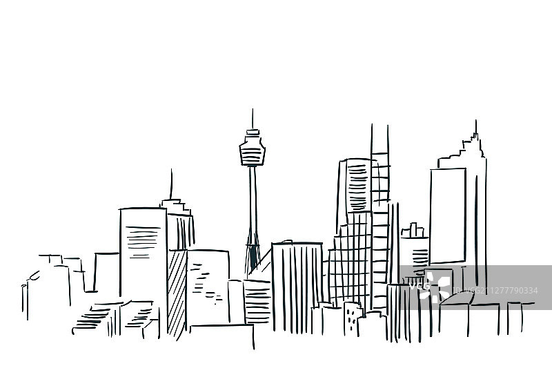 悉尼澳大利亚素描城市线条艺术图片素材