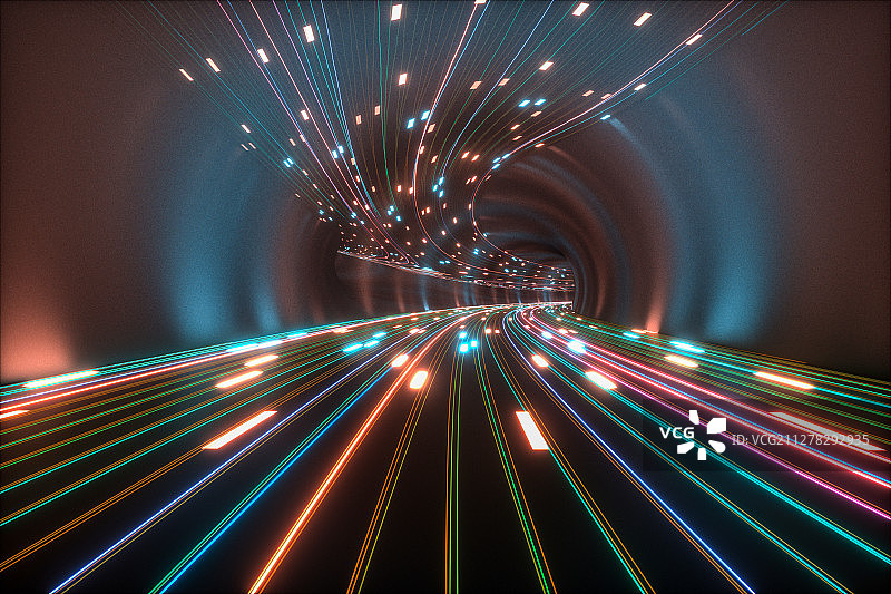 3D抽象信息隧道图片素材
